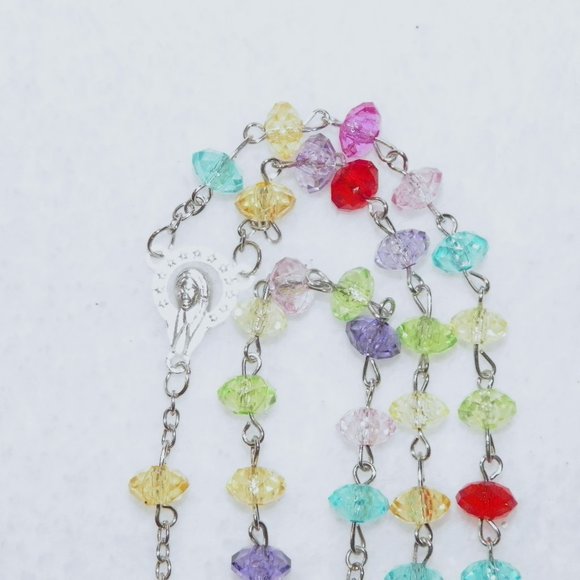 HOST PICK Immaculate Heart of Mary Multicolor Rosary Beads Crucifix with Case - Picture 10 of 13
